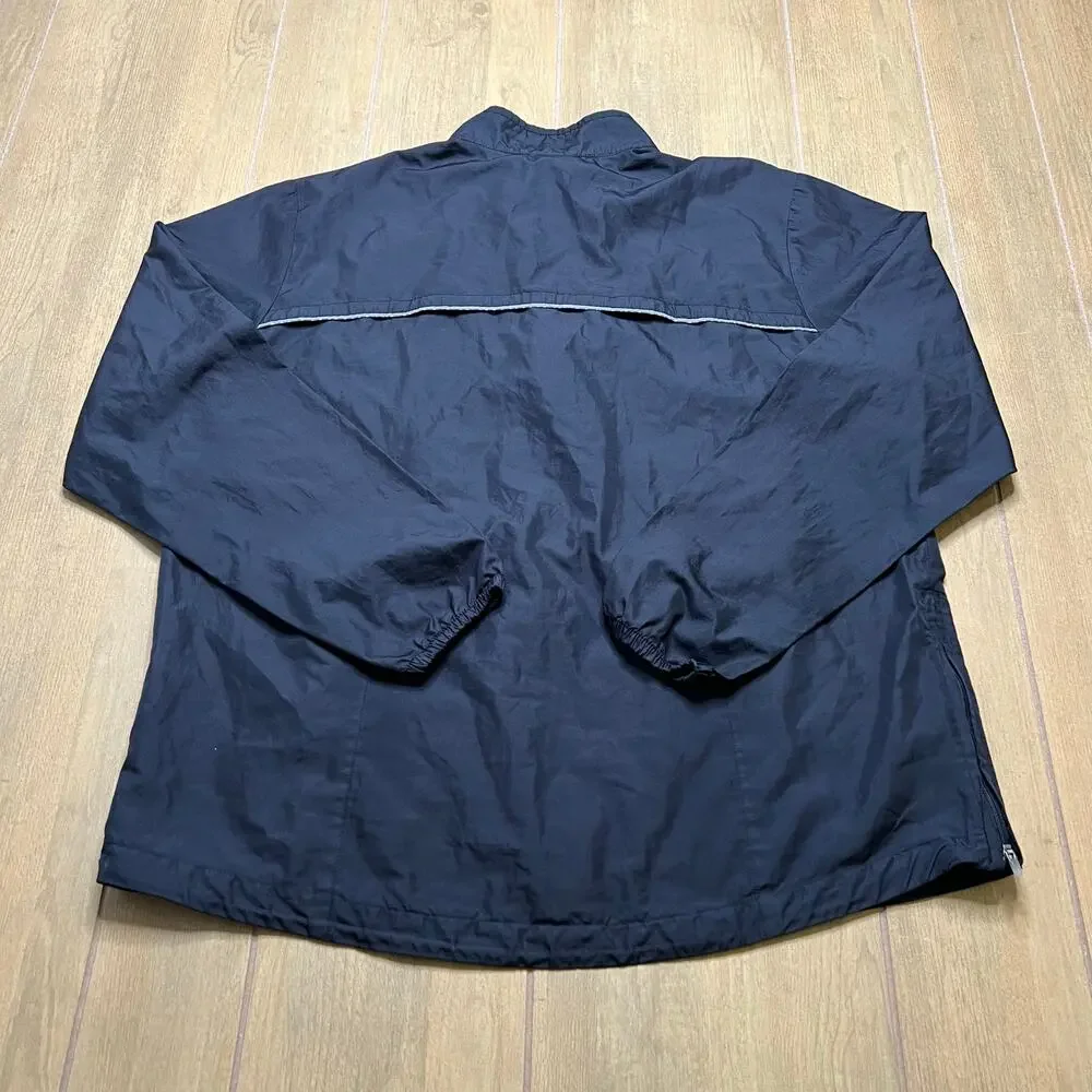 VINTAGE‎ Nike Jacket Mens XL (16-18) Black Windbreaker Running Swoosh Track